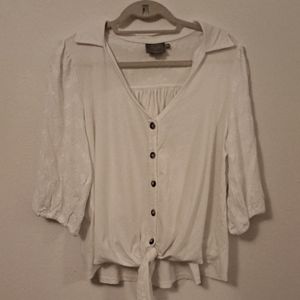 Anthropologie Vanessa Virginia White Blouse Petite Large